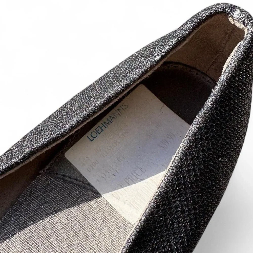Y2K Vintage BC Ballet Flats in Metallic Black Canvas
